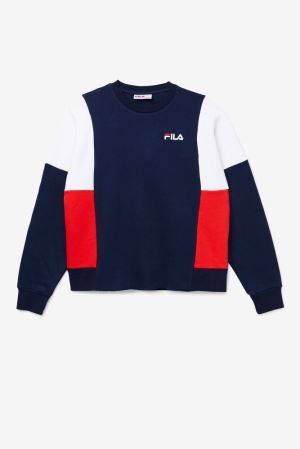 FILA Alwyn Crew Sweatshirts Navy / White / Red,Mens Clothing | CA.PQDKOX918